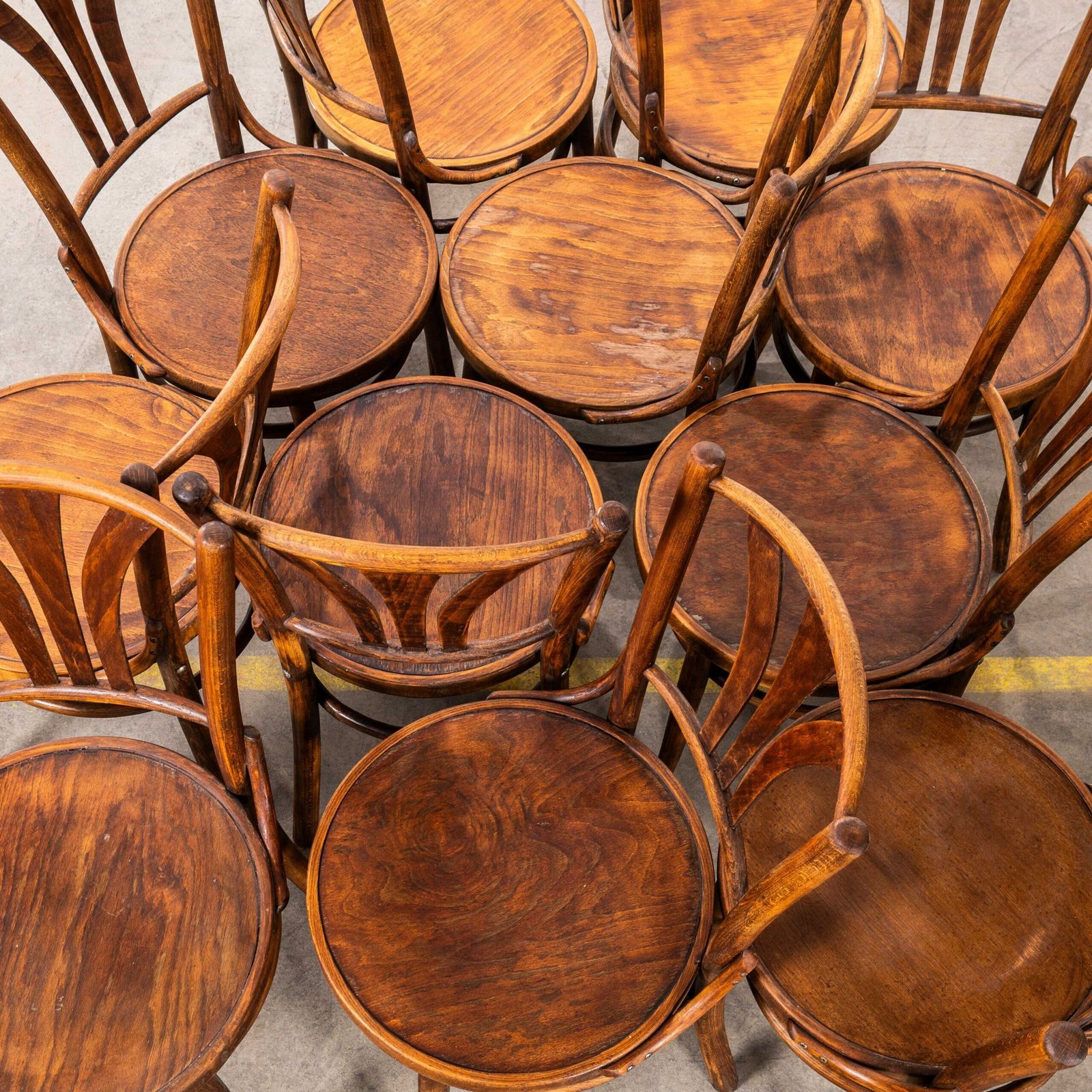1990’s Fan Back Mid Oak Bentwood Dining Chairs – Set Of Eleven photo vintage