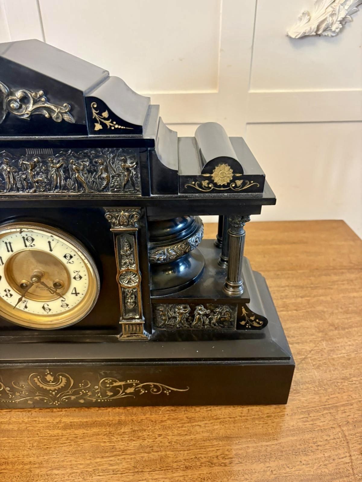 photo buy Antique Exceptional Large 19th Century Marble Mantel Clock By Philippes Paris – 8 Day Movement