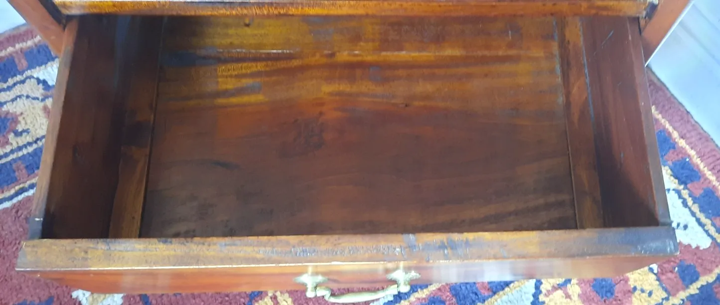 A Vintage  Regency Style Mahogany Four Drawer Slim Chest Of Drawers Or Bedside photo vinterior