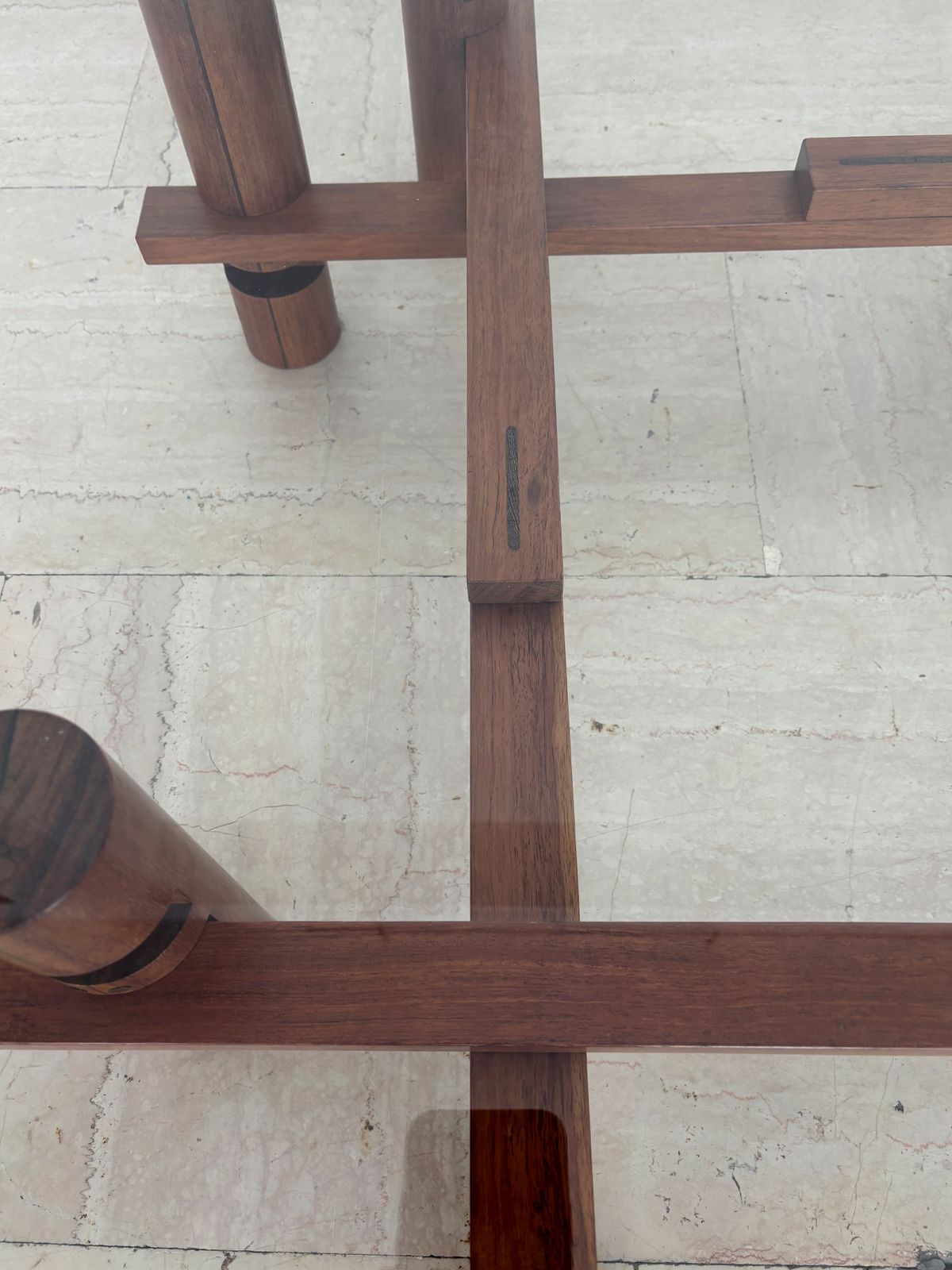 photo for sale Theodore Waddell For Bernini Midcentury Glass Wood Coffe Table Italy 1970s