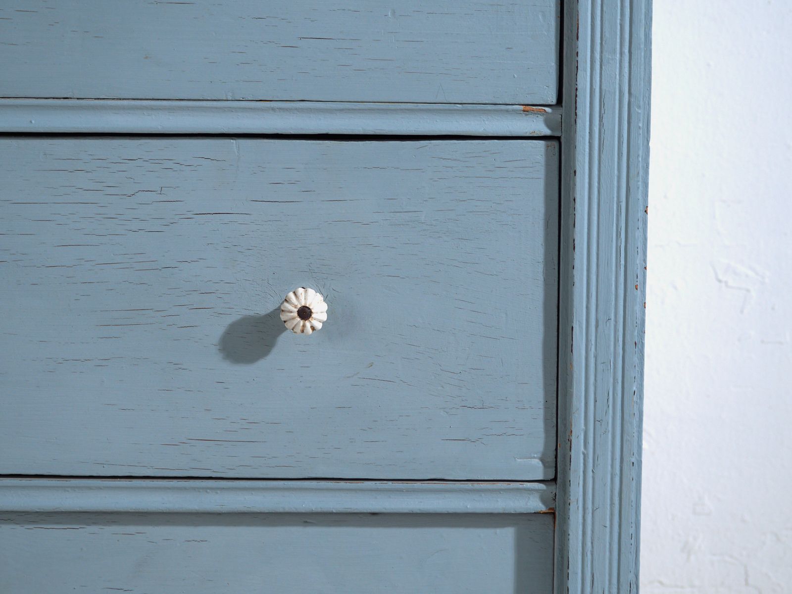 Antique Painted Pine Chest Of Drawers – Rustic European Blue Dresser – Circa 1900 photo vintage