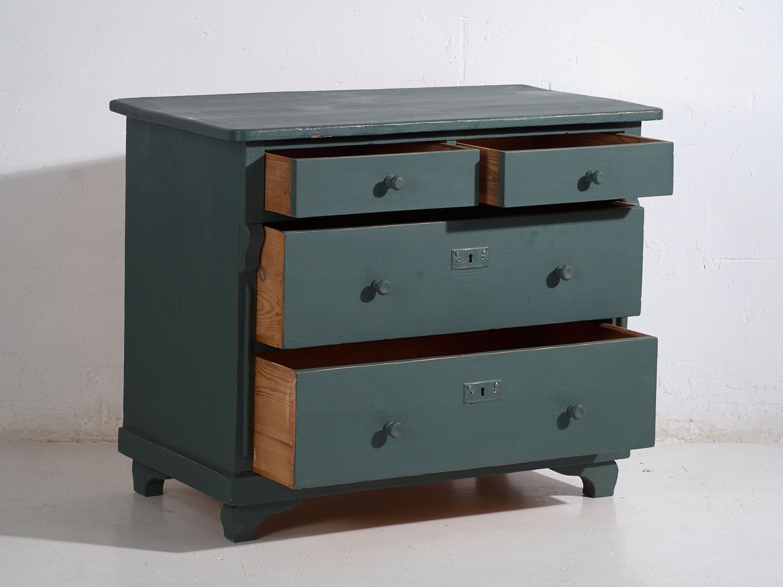 Antique Painted Pine Chest Of Drawers – Rustic European Green Dresser – Circa 1900 #4 photo Furniture