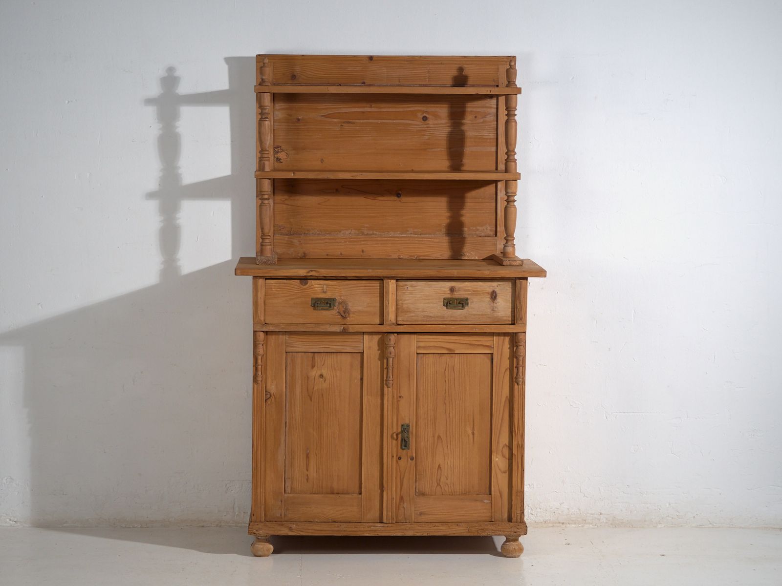 Antique Pine Kitchen Dresser – Rustic European Cupboard With Shelves – Circa 1940 photo Furniture