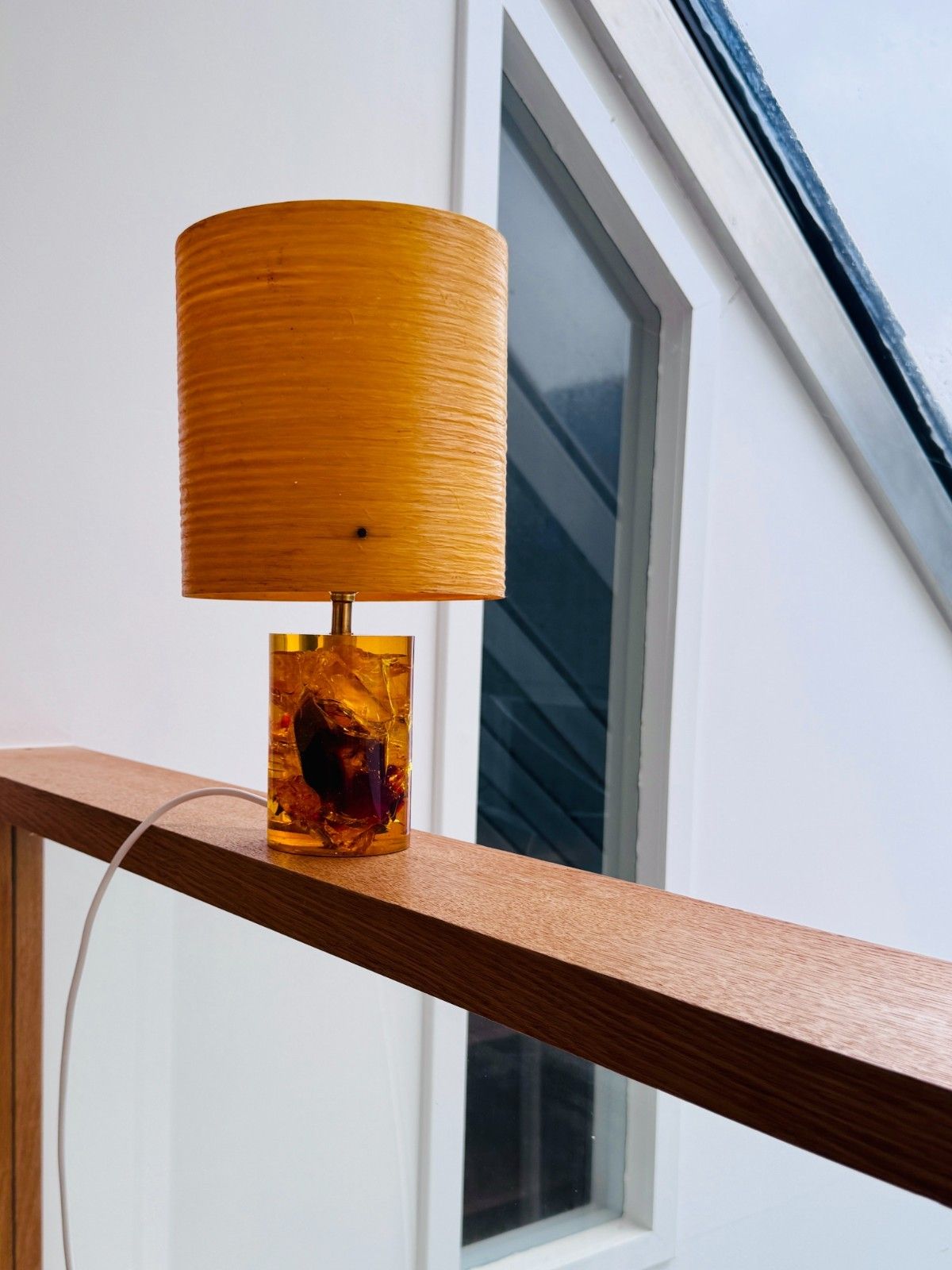 1960’s Amber Shattaline Lamp, Rewired & Pat Tested (Shade Not Included) photo Lighting