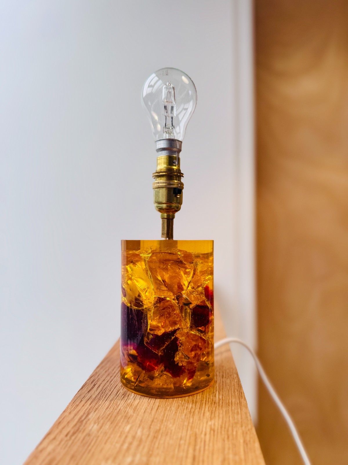 1960’s Amber Shattaline Lamp, Rewired & Pat Tested (Shade Not Included) photo buy