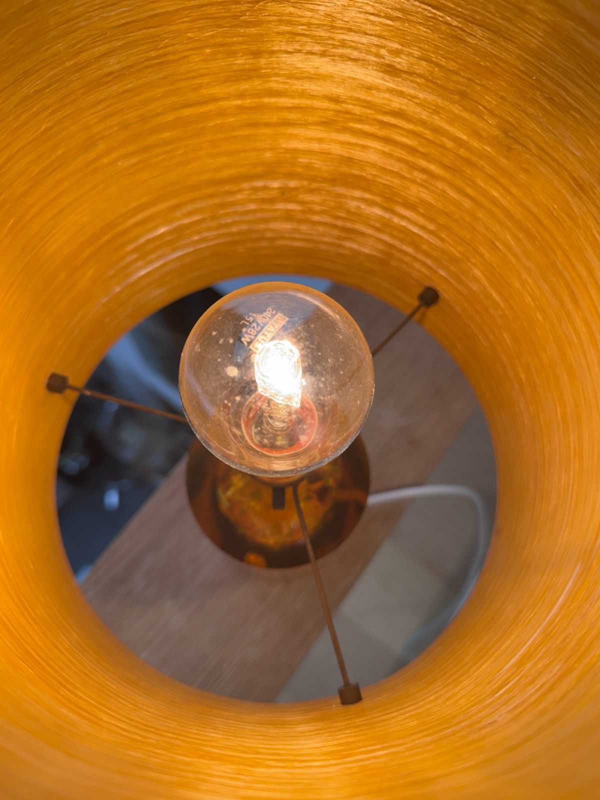 photo furniture 1960’s Amber Shattaline Lamp, Rewired & Pat Tested (Shade Not Included)