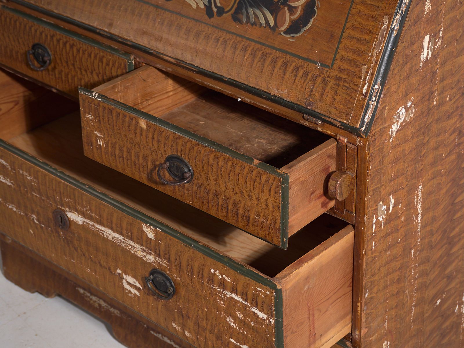 photo buy Antique Swedish Painted Slant Front Desk – Scandinavian Folk Bureau – Year 1783