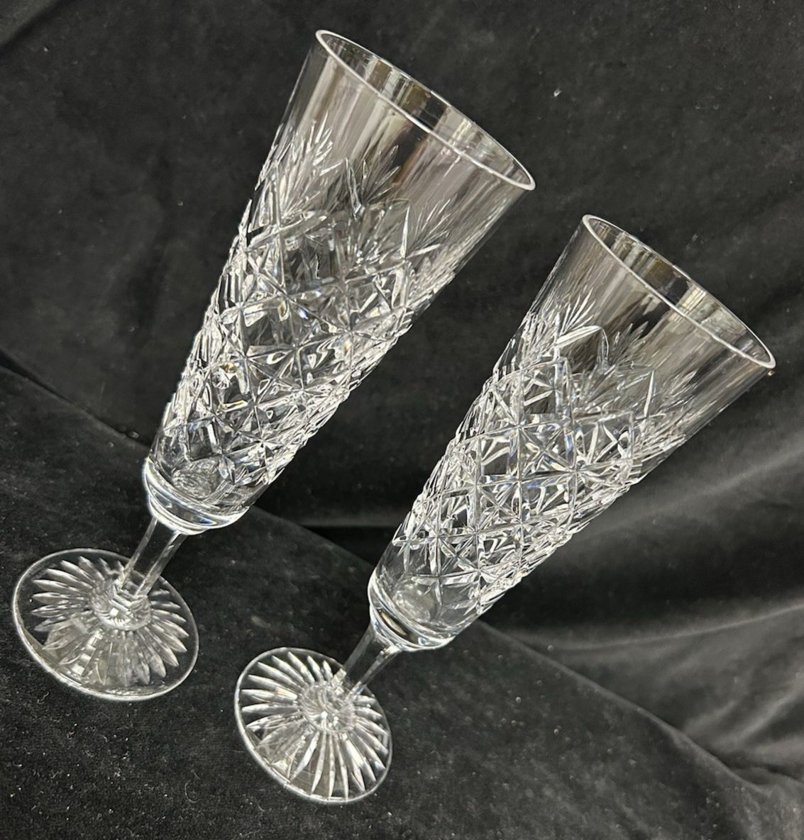 Stuart Crystal  Westbury  Pair Champagne Flutes Glasses 21cm photo Home Decor