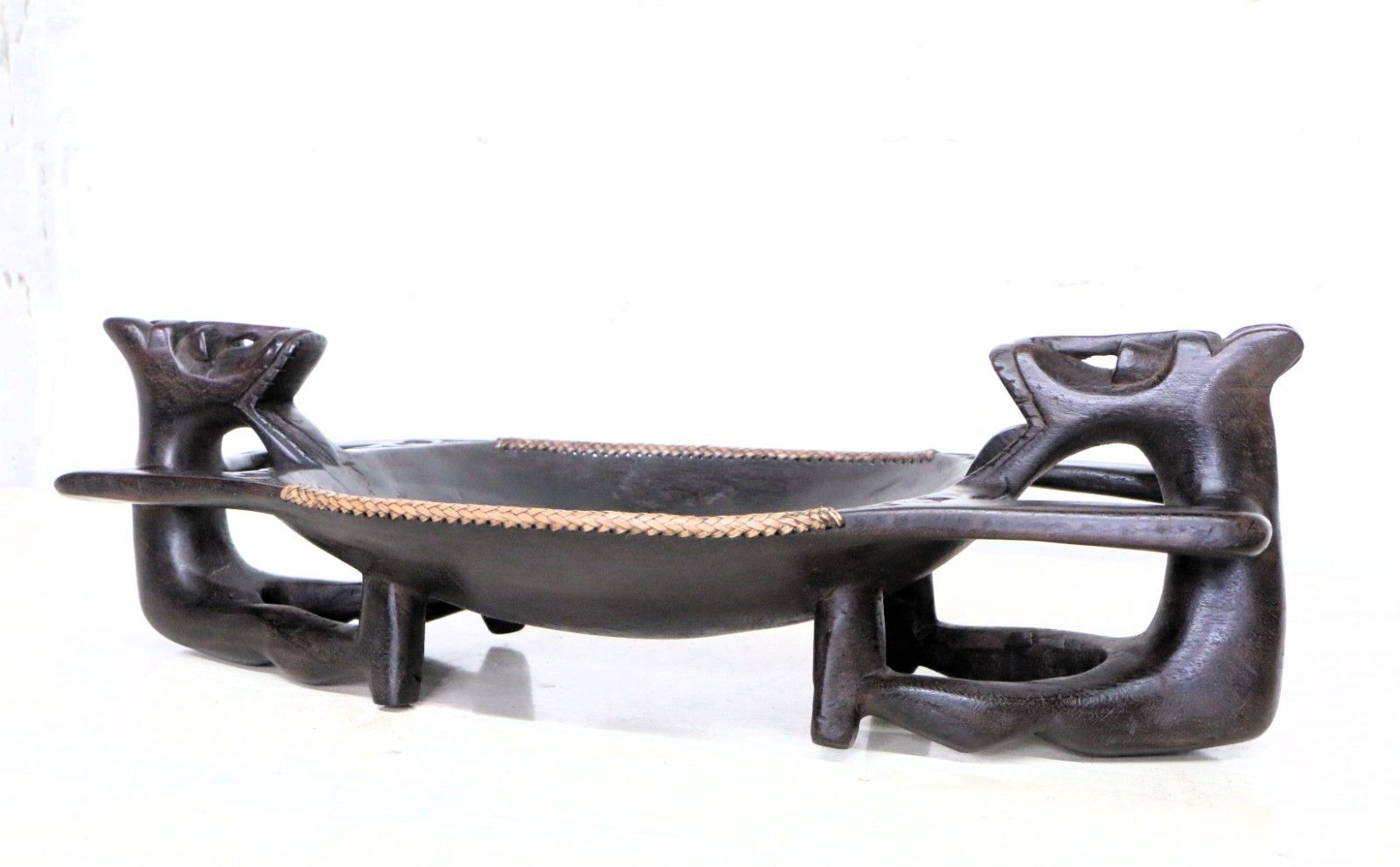 Vintage Dayak Chieftain's Wooden Bowl From The Borneo Region Hand Carved photo for sale