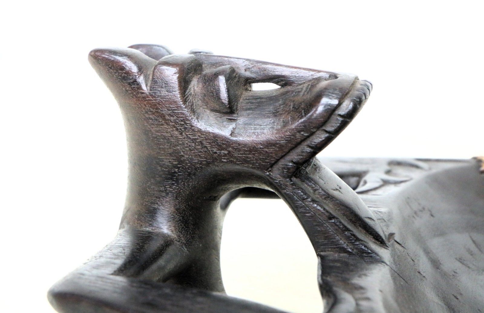 Vintage Dayak Chieftain's Wooden Bowl From The Borneo Region Hand Carved photo vintage