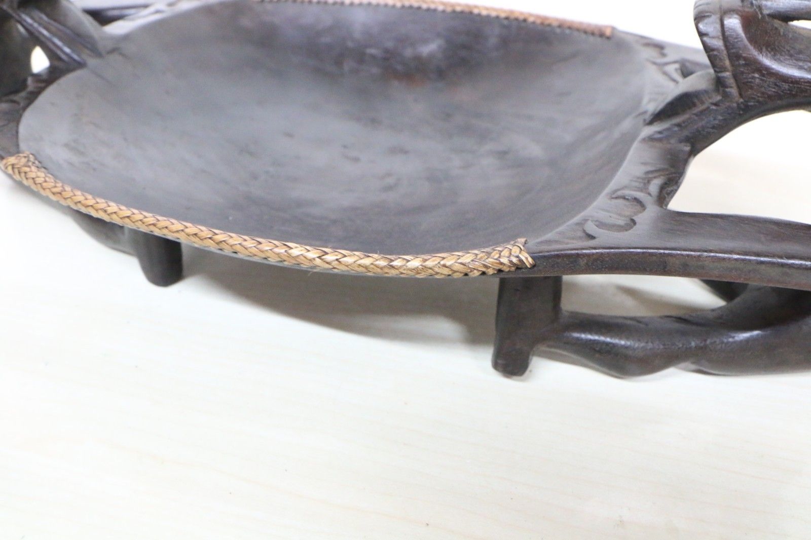 Home Decor Vintage Dayak Chieftain's Wooden Bowl From The Borneo Region Hand Carved photo