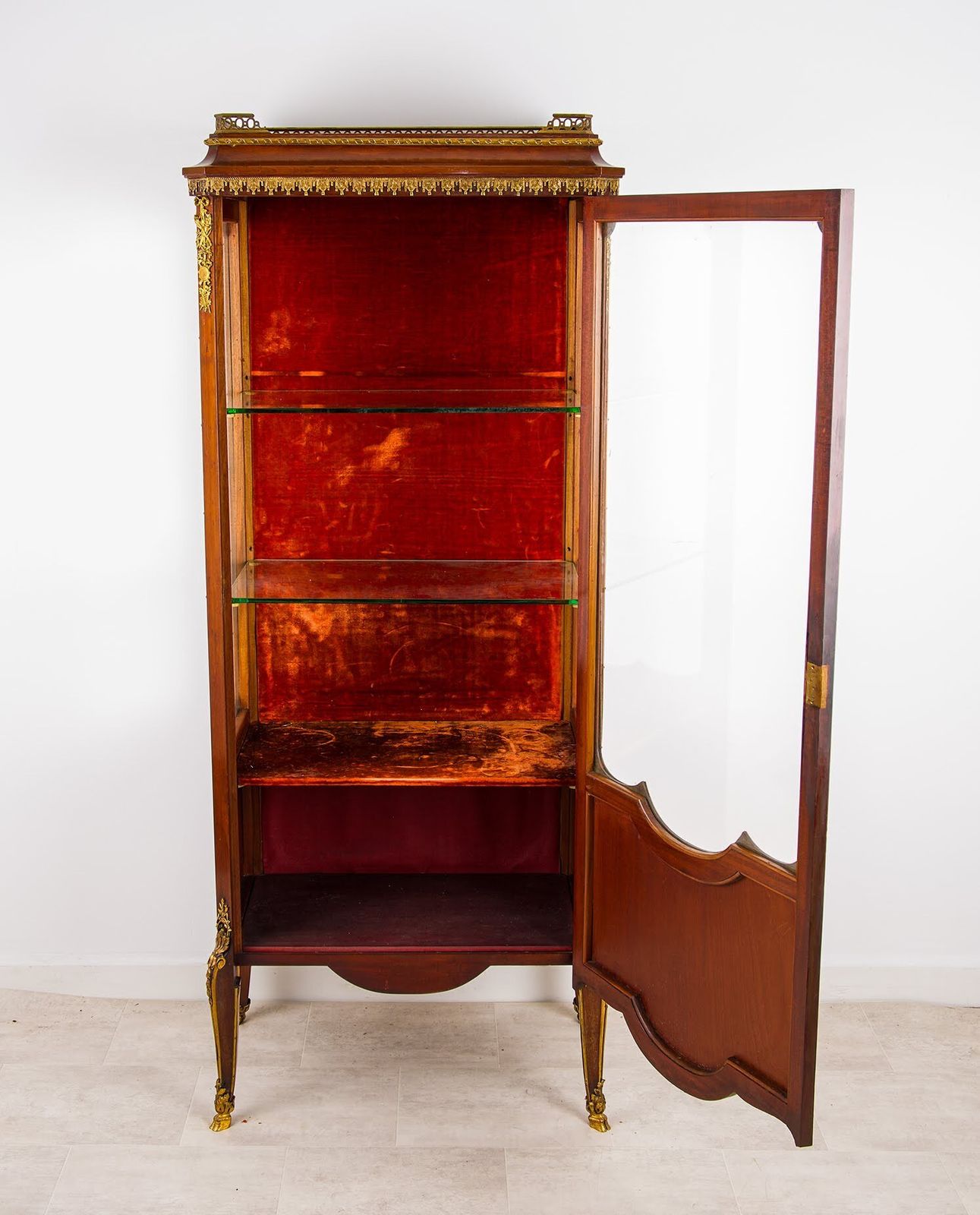 Antique French Vernis Martin Display Cabinet   Ormolu Mounted Glass Vitrine With Painted Panel photo vinterior