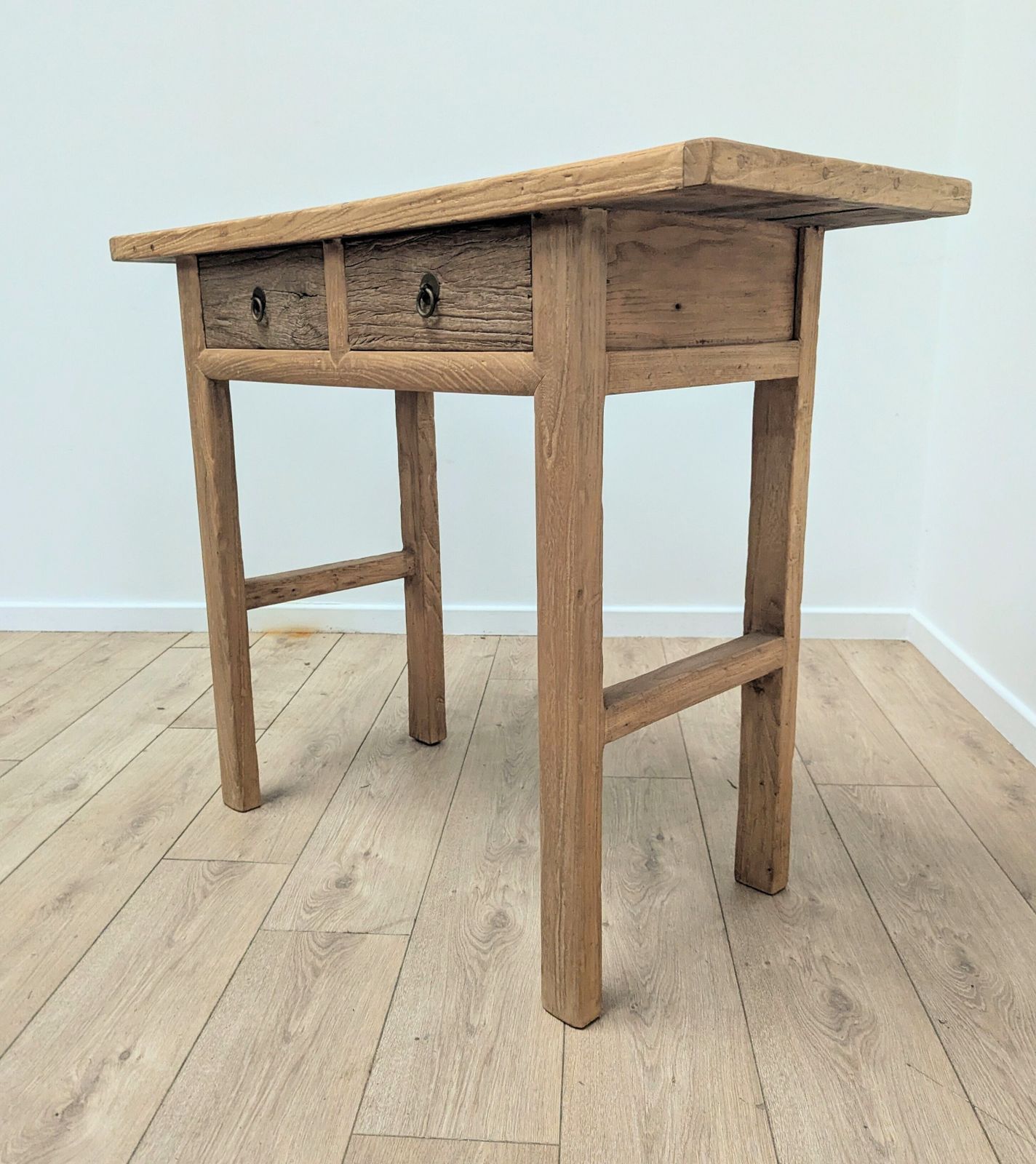 Vintage Rustic Reclaimed Elm 2 Drawer Console Table Delivery Available 0287. photo Furniture
