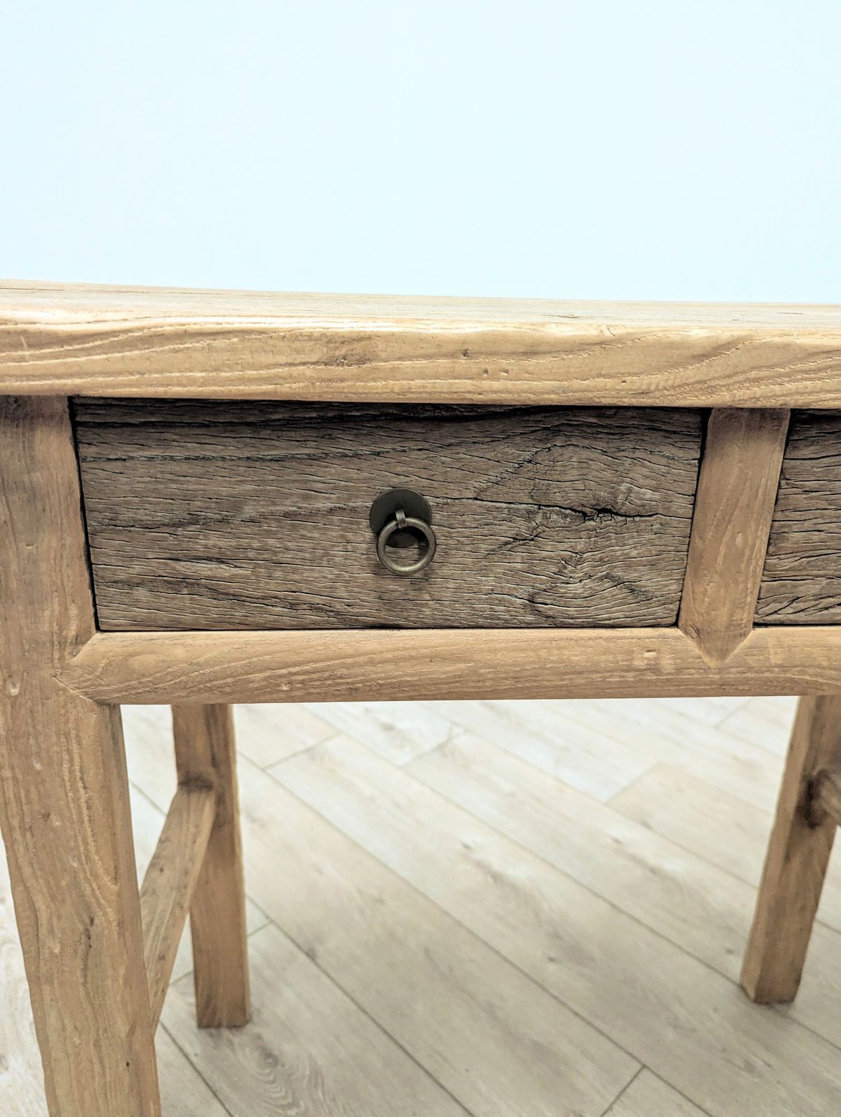 Vintage Rustic Reclaimed Elm 2 Drawer Console Table Delivery Available 0287. photo vintage