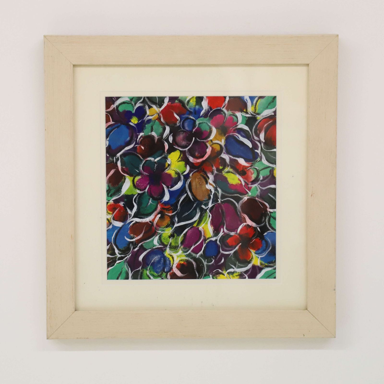 Vibrant Abstract Floral Painting   Contemporary Mixed‑Media Artwork In Frame photo furniture