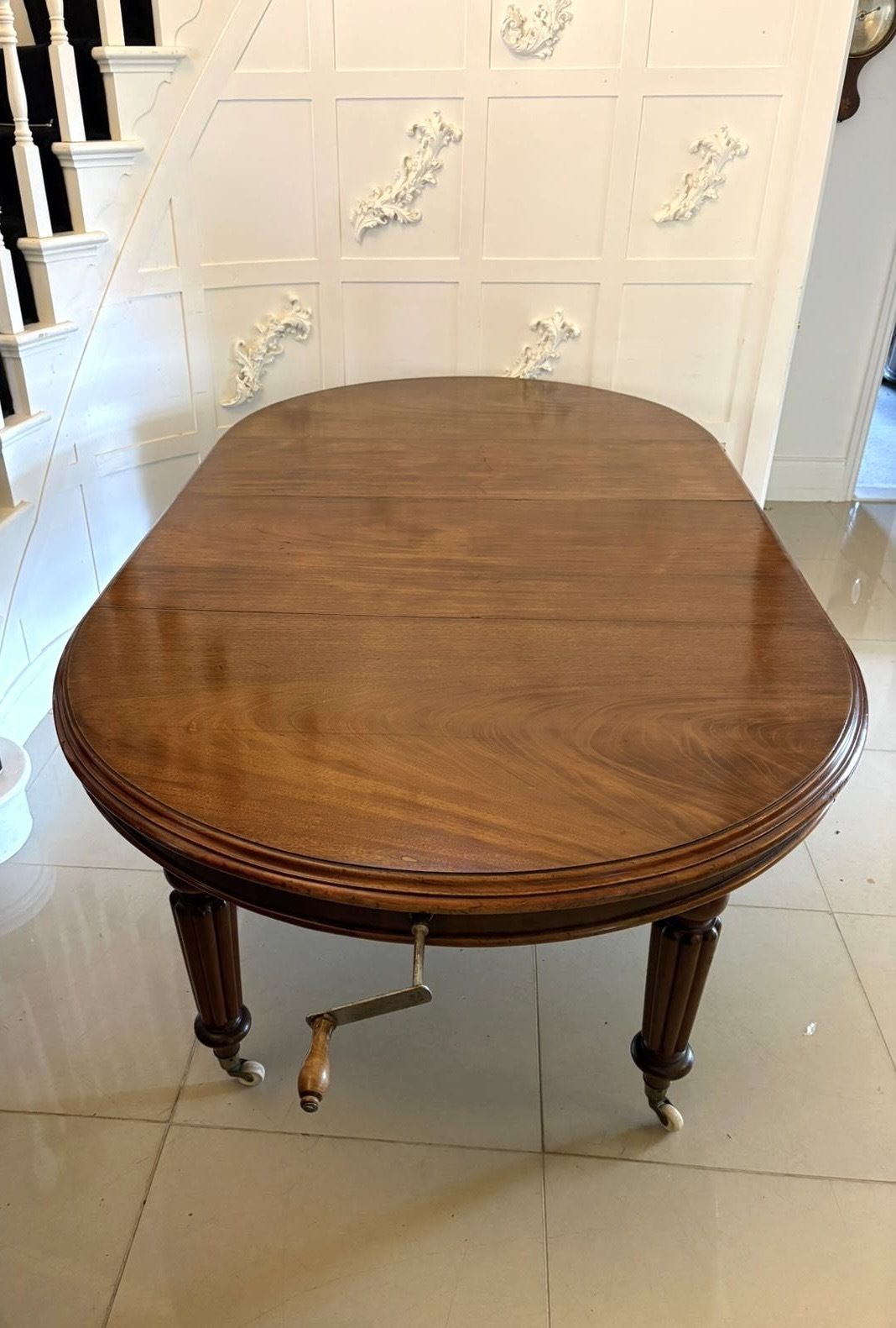 photo for sale Antique 19th Century Mahogany Extending Dining Table, Wind Out Oval On Castors