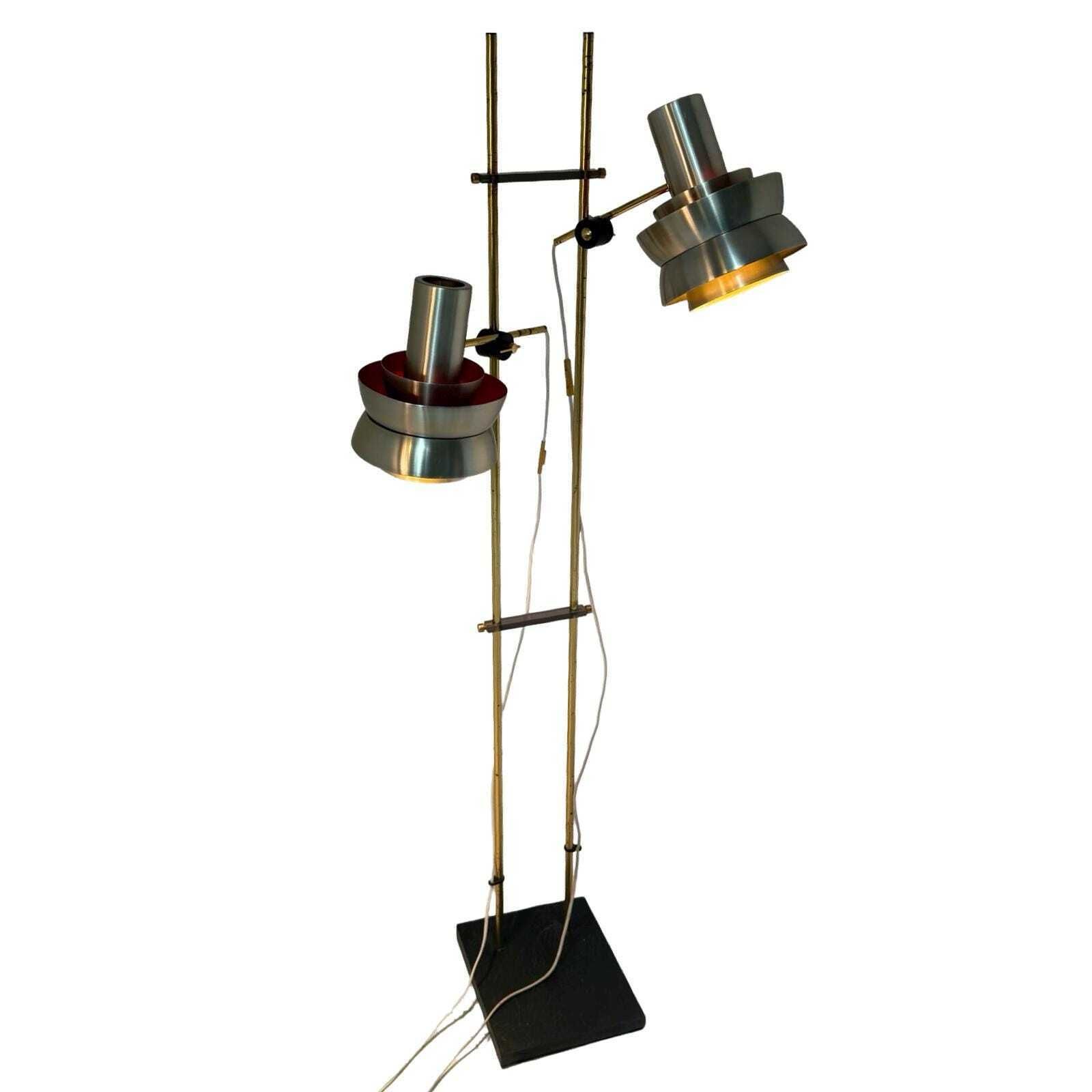 Carl Thore   Floor Lamp   Double Armed   Natural Stone Base, Brass Uprights   Ca. 1970's   Denmark photo furniture
