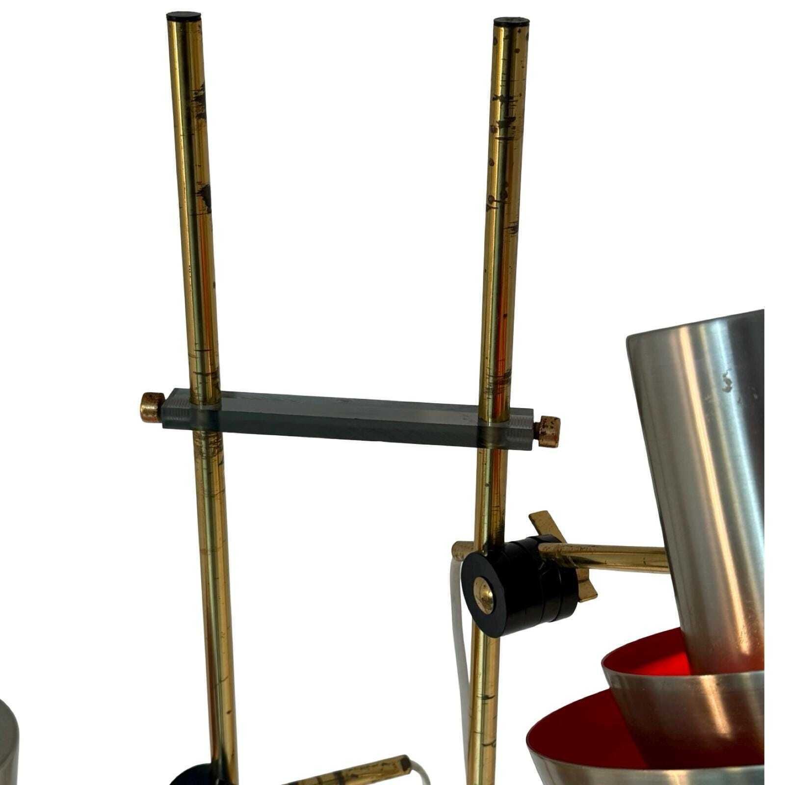 Carl Thore   Floor Lamp   Double Armed   Natural Stone Base, Brass Uprights   Ca. 1970's   Denmark photo 833.0