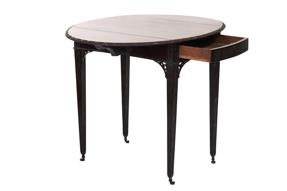 Fine Chippendale Revival Carved Mahogany Pembroke Table Circa 1900 photo furniture