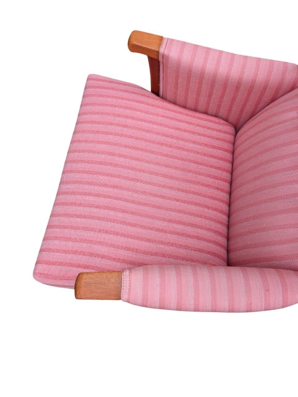 photo furniture Carl Malmsten “Husfadern” Armchairs, Pair, Stained Hardwood, Rose / Pink Striped