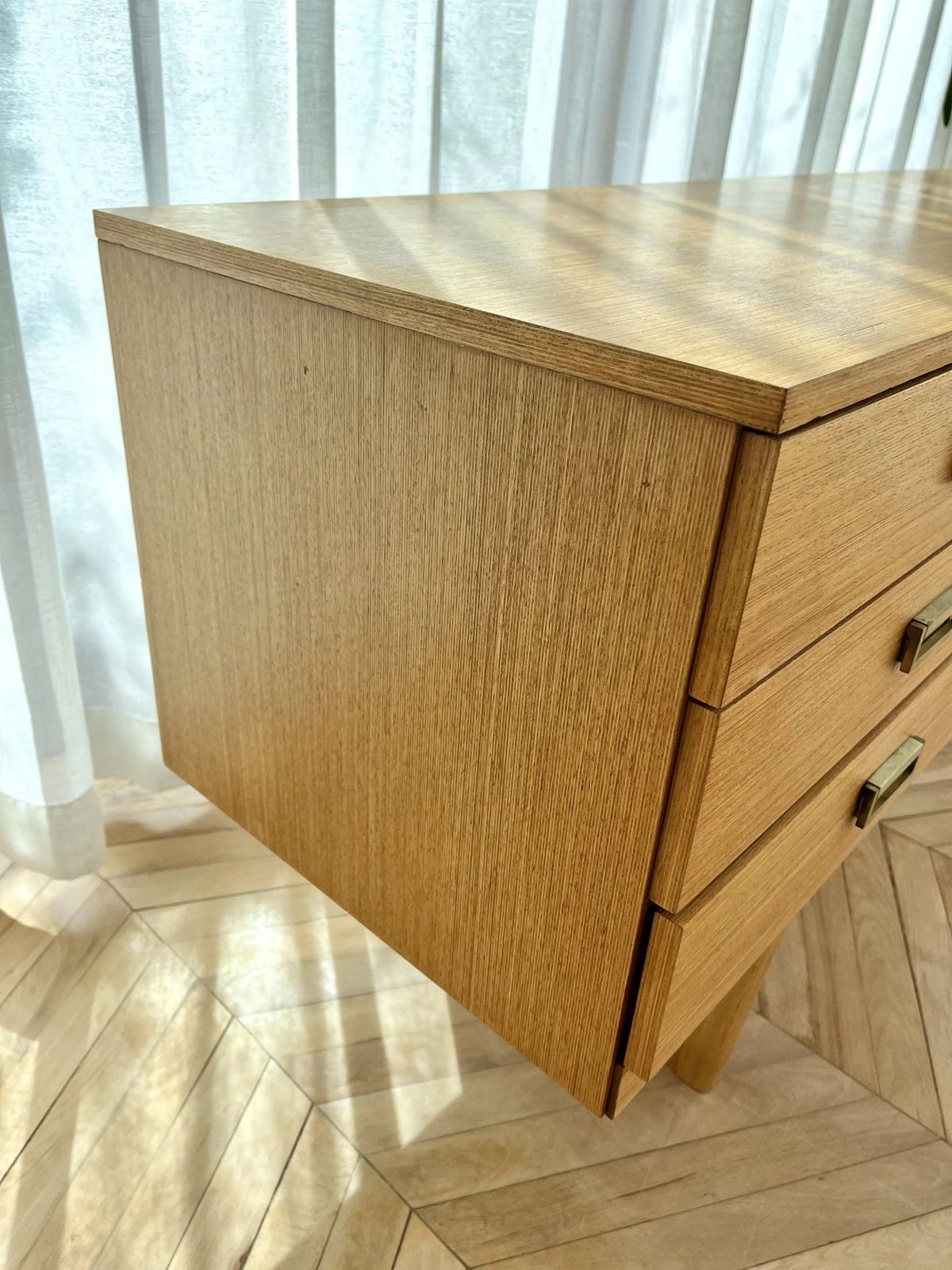 Mid Century Seven Drawer Dressing Table/Desk With Brass Pulls photo vinterior