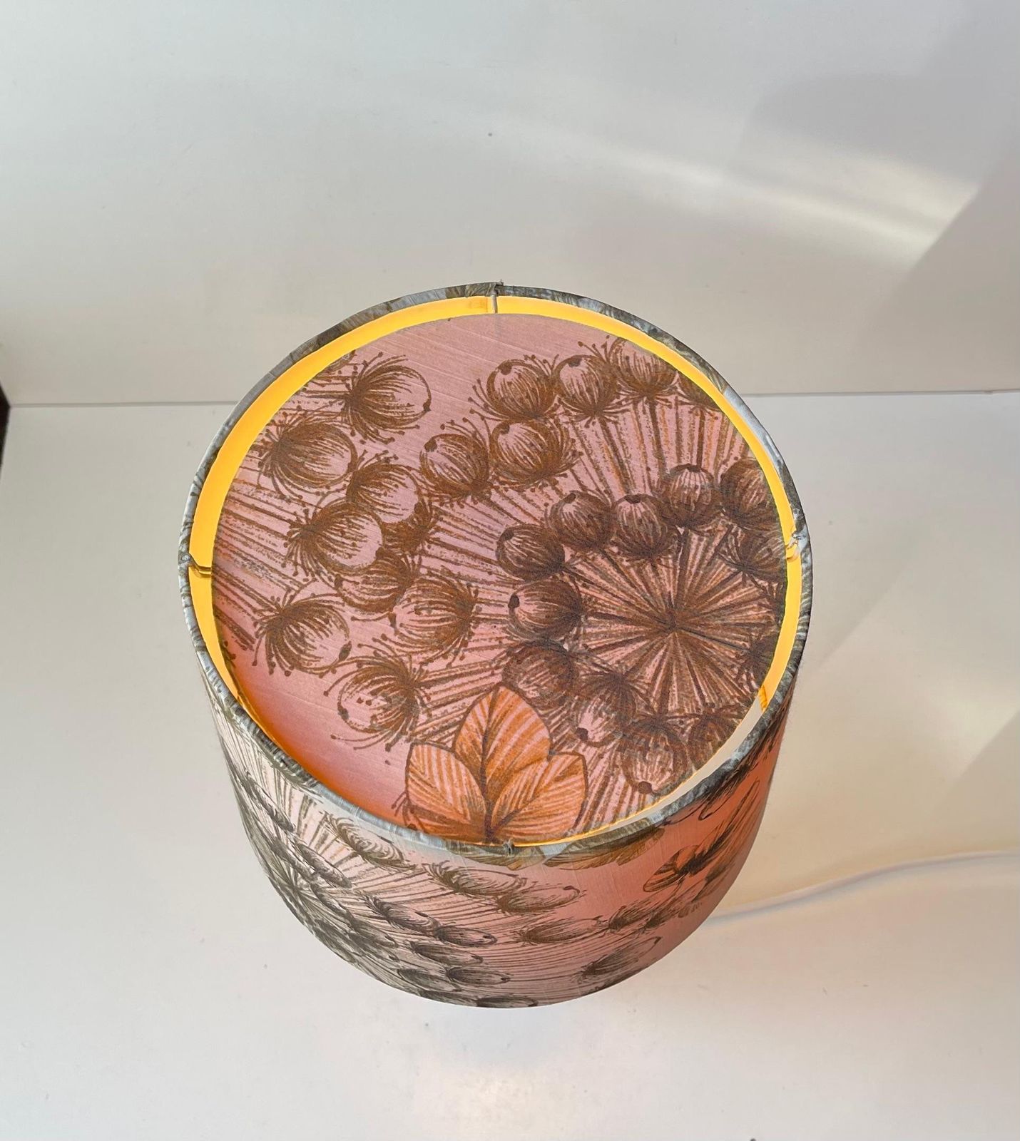Swedish Modern Table Lamp W. Poppy Flower Textile Shade   Manner Of Josef Frank photo Lighting