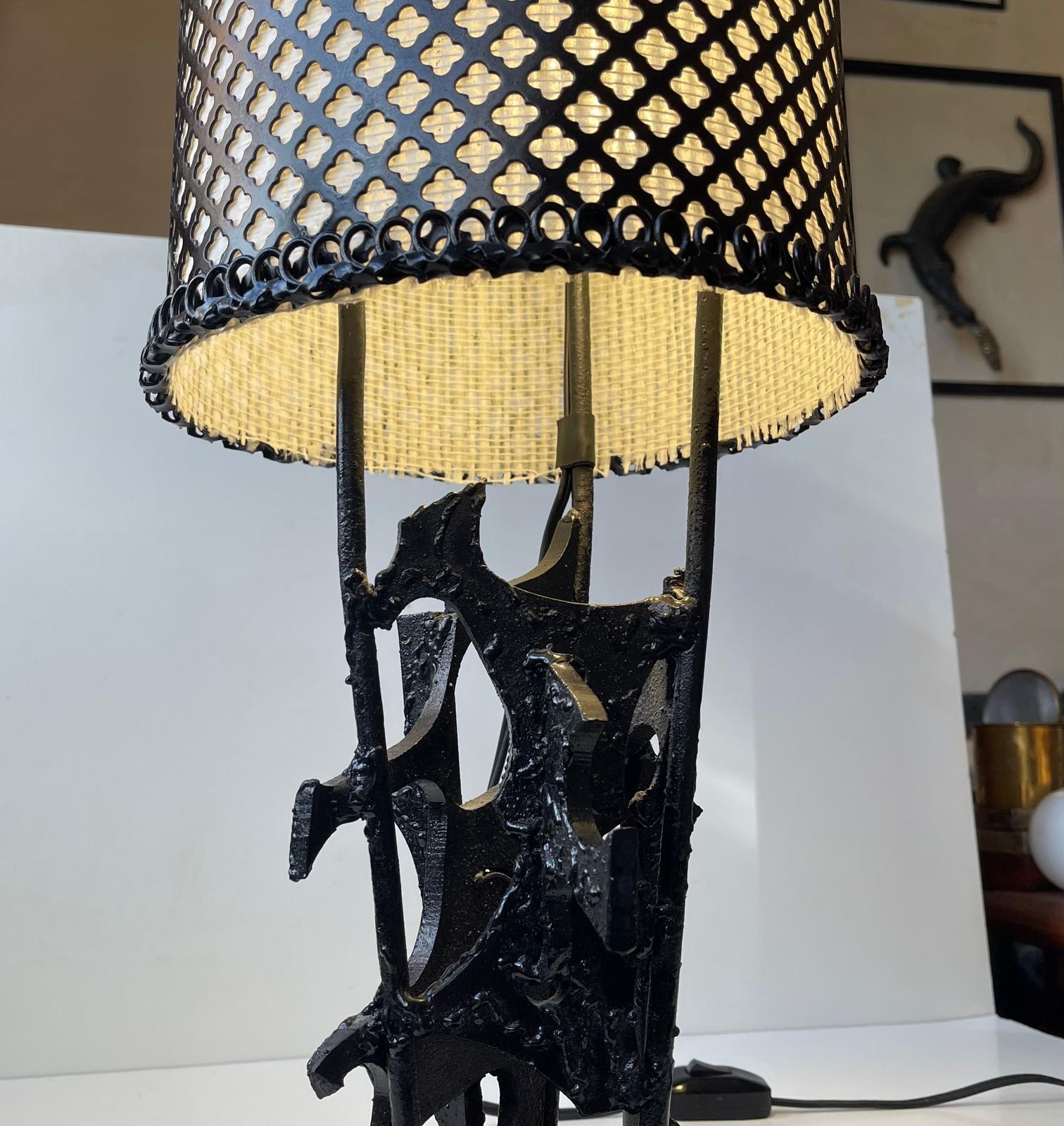 photo for sale Sculptural Brutalist Steel Table Lamp In The Style Of Harry Balmer, 1970s