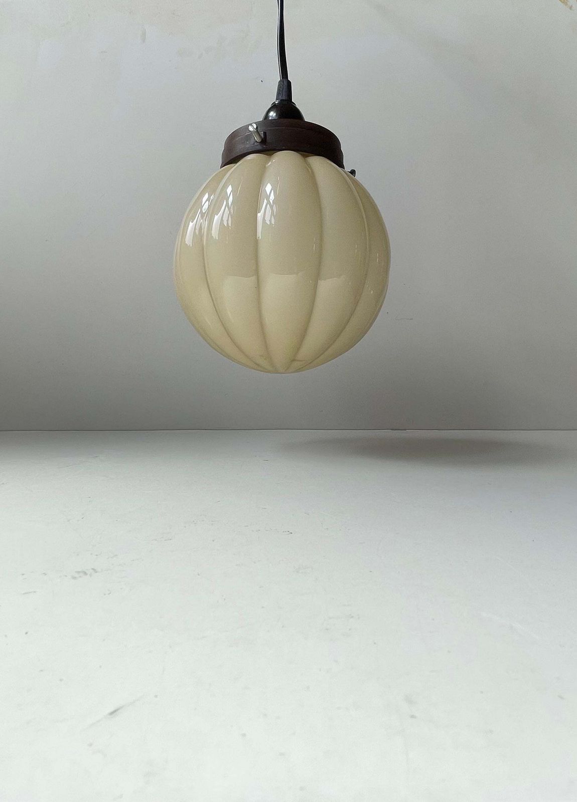 Danish Lyfa Art Deco Pendant Lamp   W. Globe Pumpkin Opaline Glass Shade photo furniture