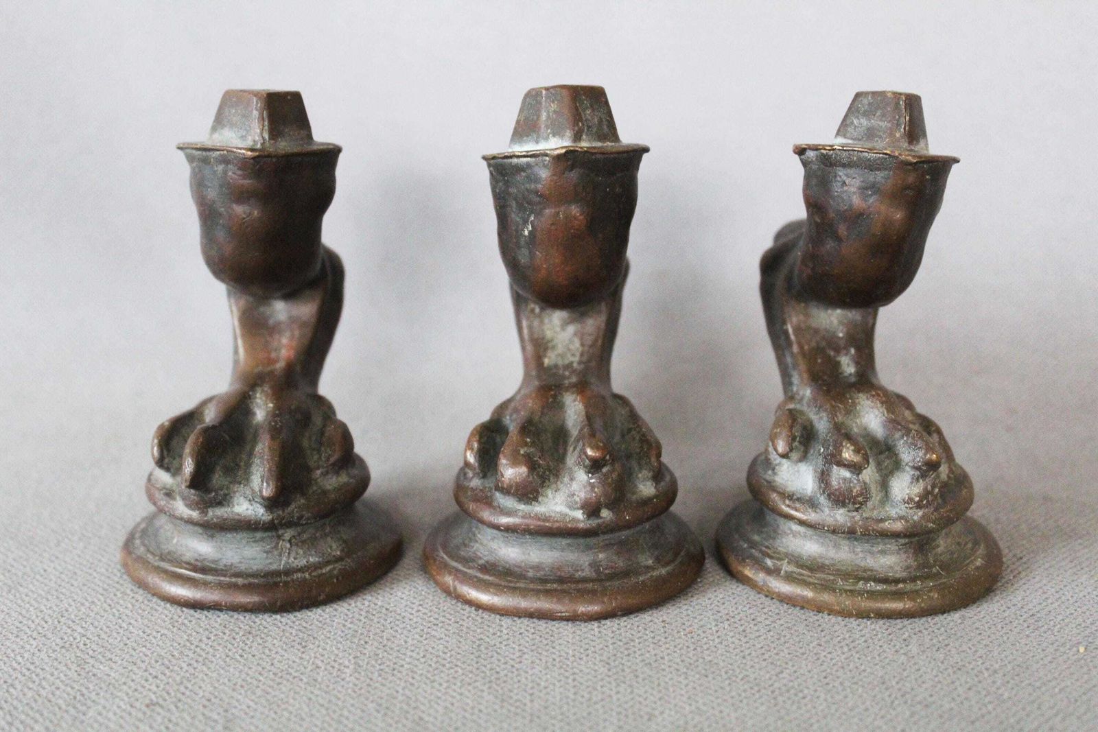 Set Of 3 Antique Bronze Claw Animal Furniture Feet And Legs, Regency Empire French, Replacement Parts, Salvaged Restoration, Casters photo furniture