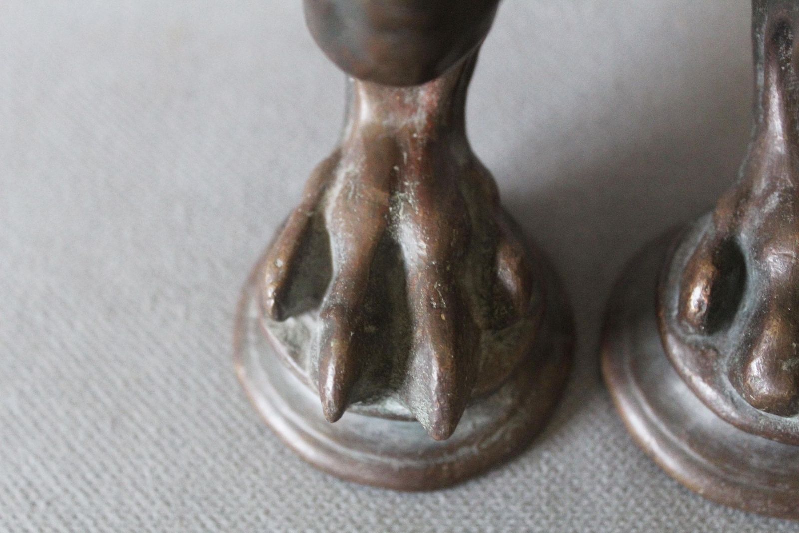 Set Of 3 Antique Bronze Claw Animal Furniture Feet And Legs, Regency Empire French, Replacement Parts, Salvaged Restoration, Casters photo Home Decor