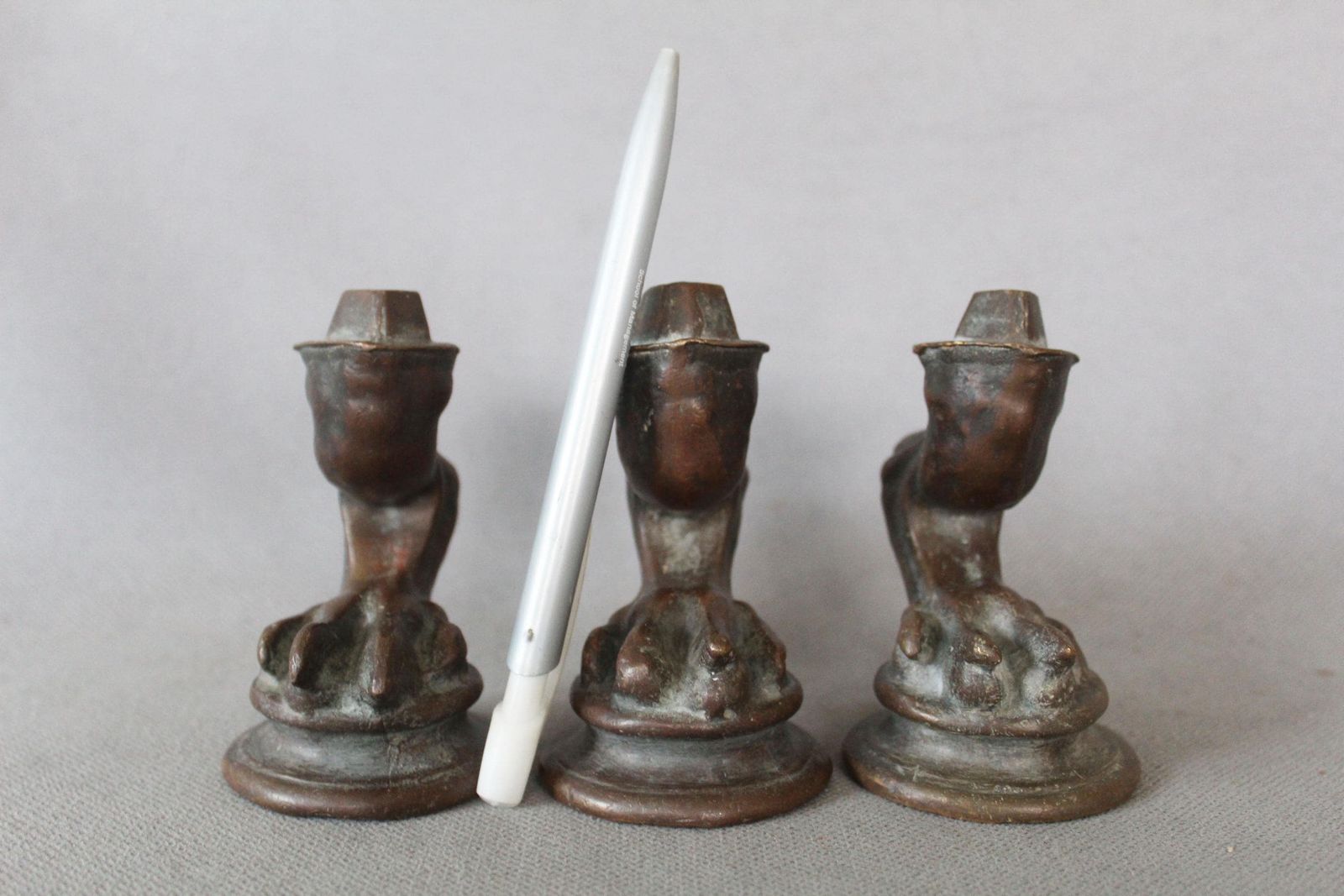 Set Of 3 Antique Bronze Claw Animal Furniture Feet And Legs, Regency Empire French, Replacement Parts, Salvaged Restoration, Casters photo buy