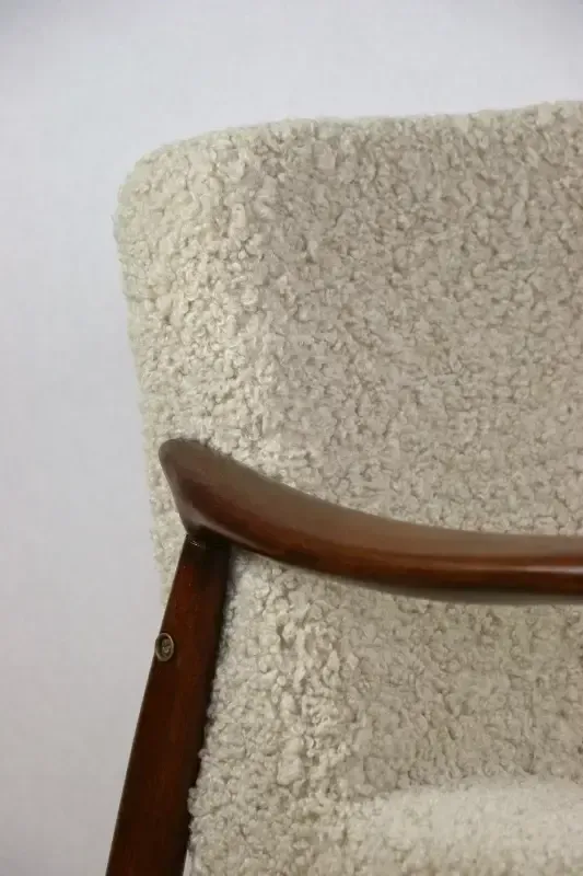 Vintage Gfm 300 202 Armchair Designed By J.Kedziorek Loft 1970s, Beige Boucle Lamb   2 Pieces Available photo 579.0