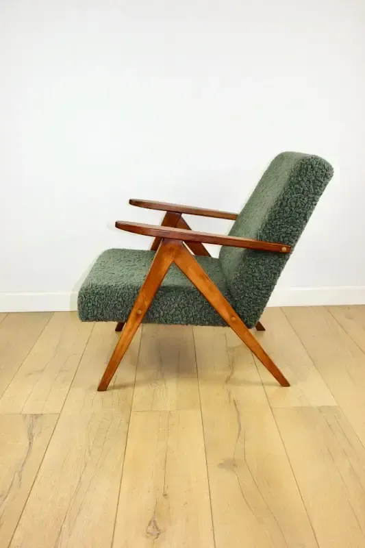 Vintage B 310 Var Armchair, Olive Green, Boucle, Lambskin, Structured photo vinterior