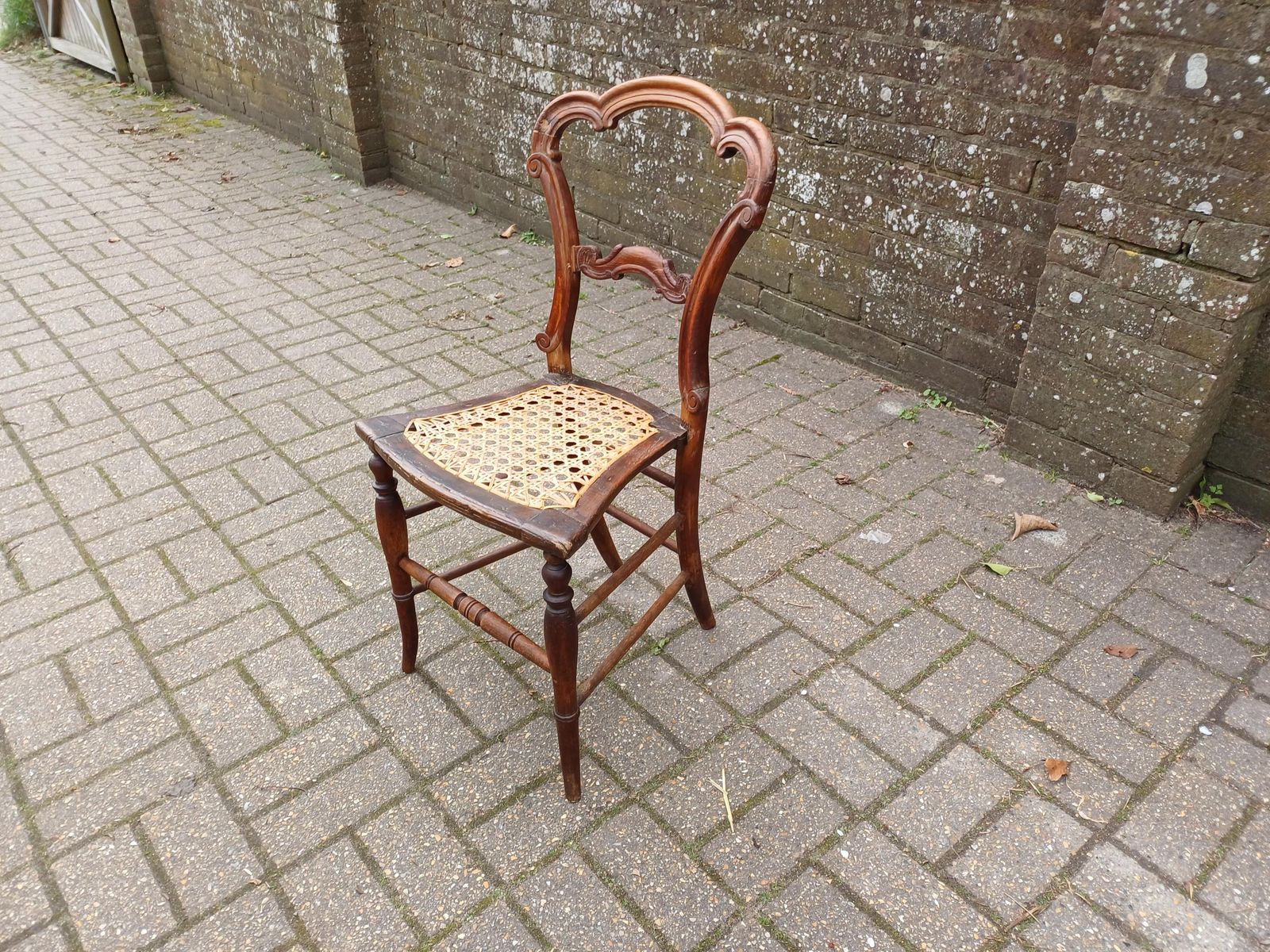 Victorian Child's Chair Cane Seat Antique Wooden Occasional Chair Turned Legs Decorative Back Rustic photo furniture