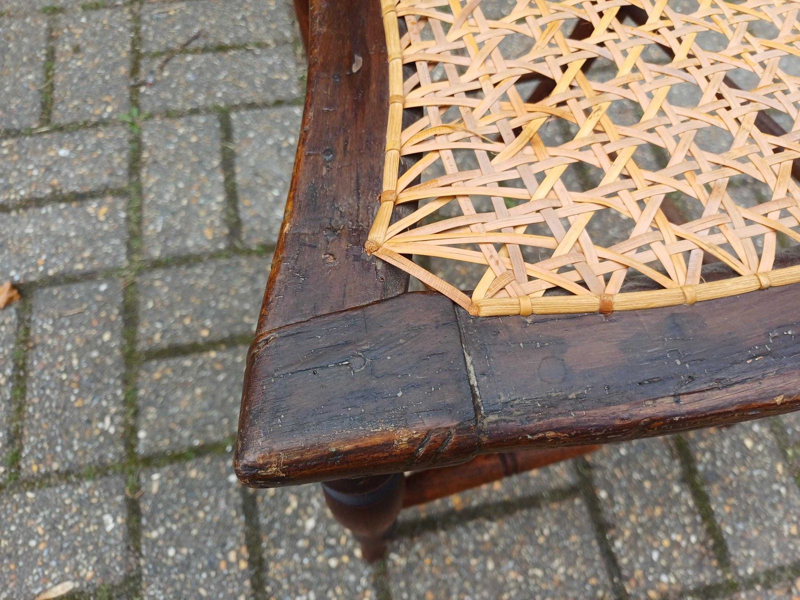 photo furniture Victorian Child's Chair Cane Seat Antique Wooden Occasional Chair Turned Legs Decorative Back Rustic