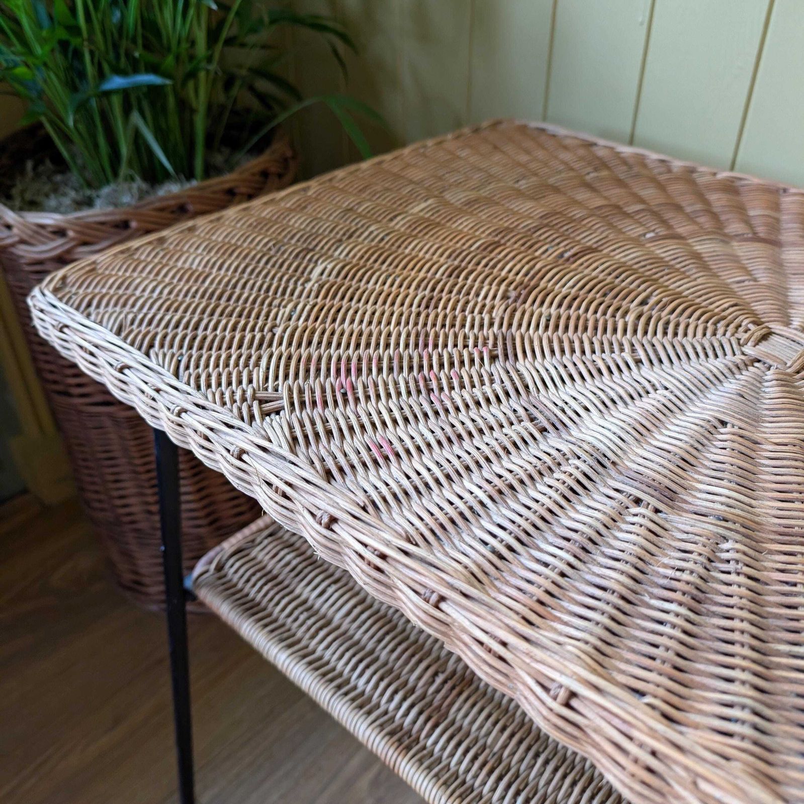 Mid Century Steel And Rattan Side Table photo 160.0