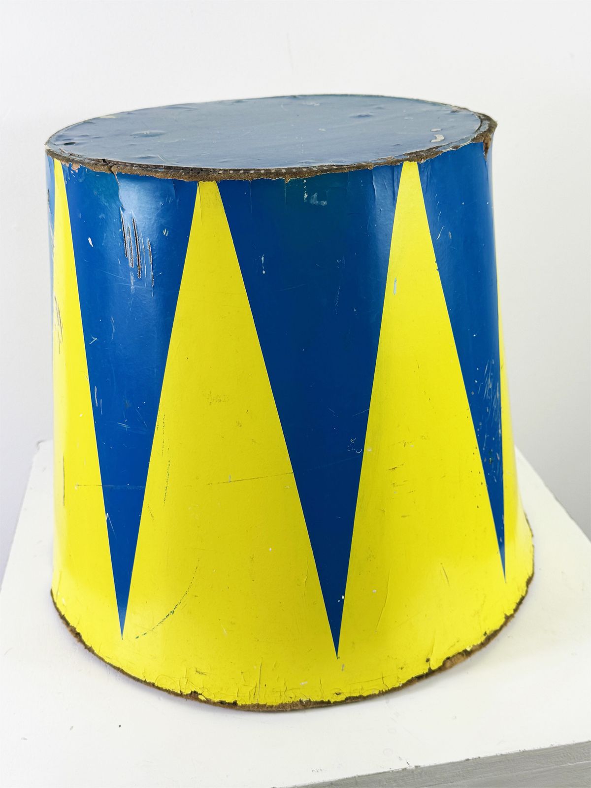 Vintage Circus Pedestal Stand Mid Century Fairground Prop Harlequin Painted photo furniture