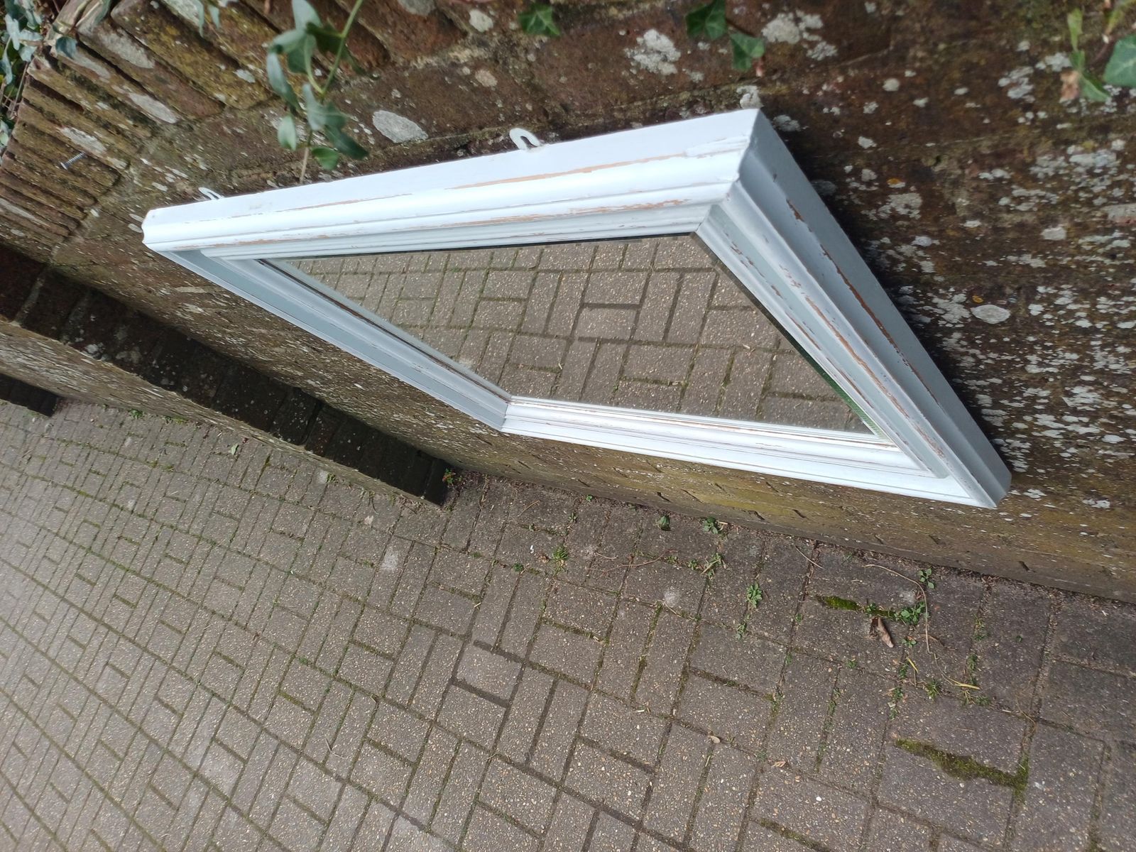 195.0 Large Chunky Painted Pine Mirror With Bevelled Glass Distressed Farrow And Ball Duck Egg Blue photo