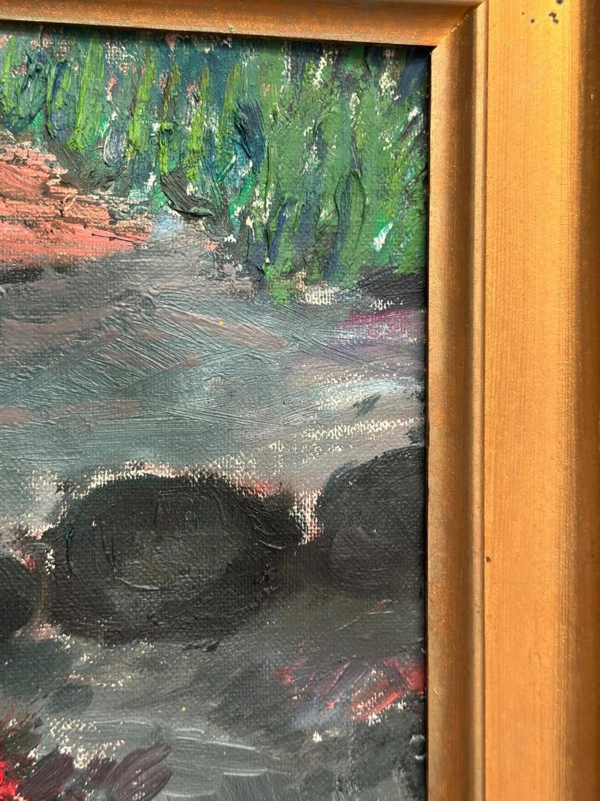 photo vinterior Original Swedish Oil On Canvas – “Landscape Motif” By Synnöve Beskow – Vintage & Framed – 51 × 52 Cm (20.1" × 20.5")