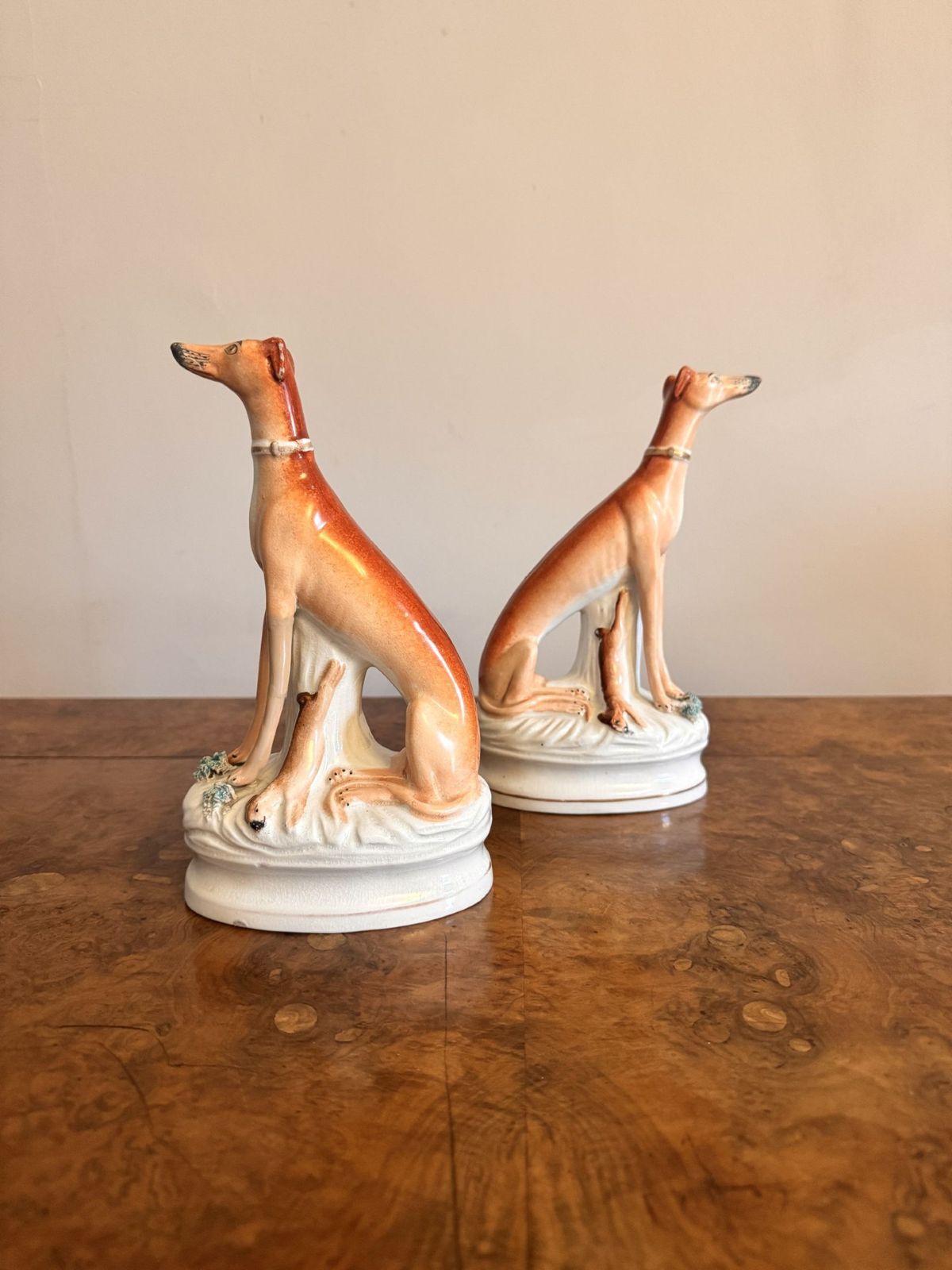 Quality Pair Of Victorian Staffordshire Greyhounds photo vinterior