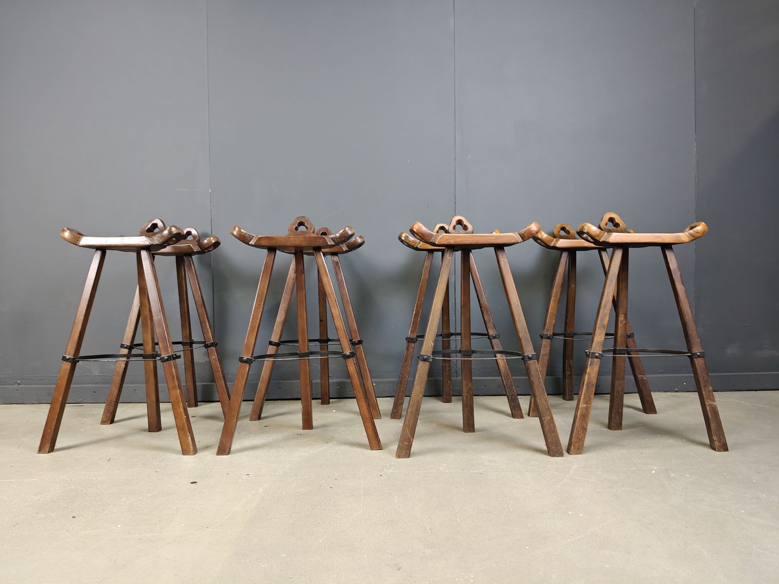 Mid Century Brutalist Bar Stools   Set Of 8, 1960s photo buy