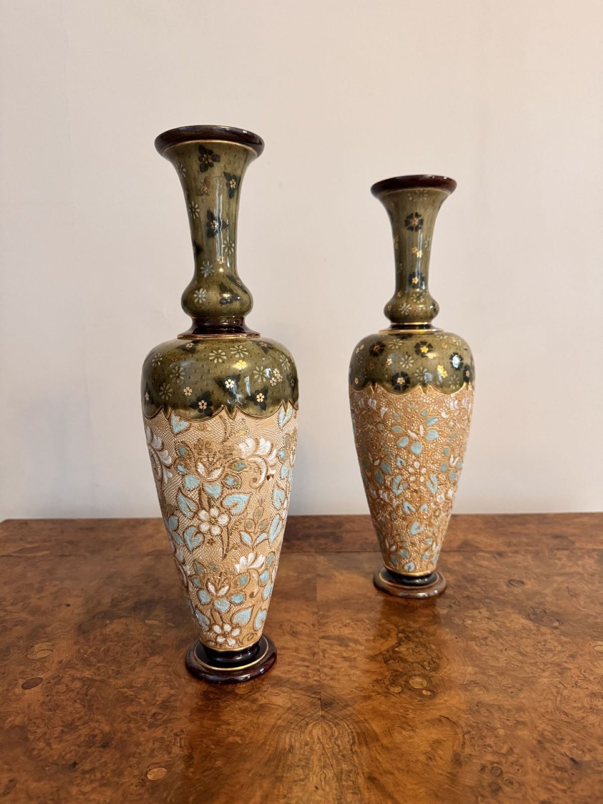 Elegant Quality Pair Of Antique Doulton Lambeth Vases photo buy