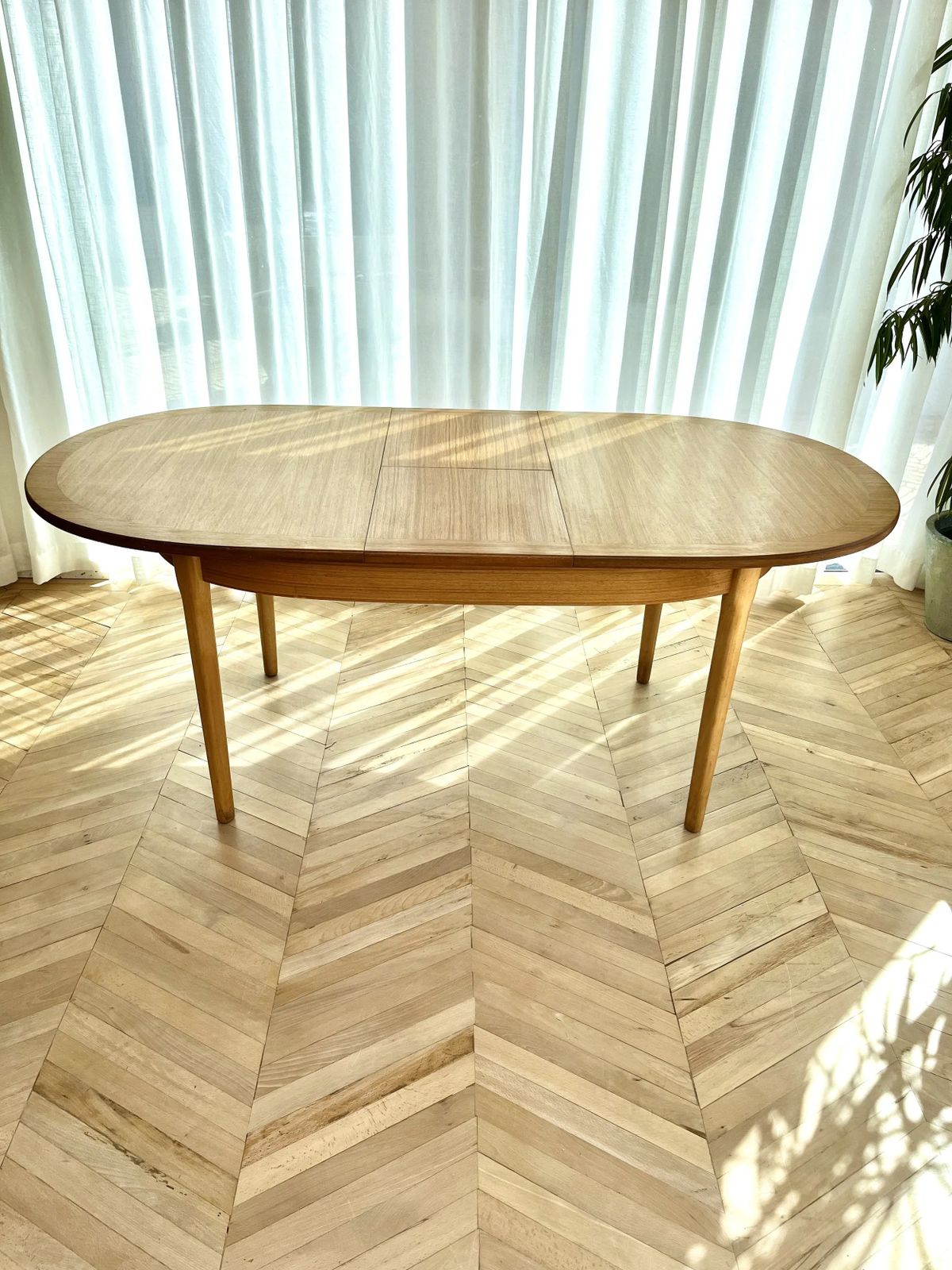 Mid Century Oval Veneered Extending Dining Table photo Furniture