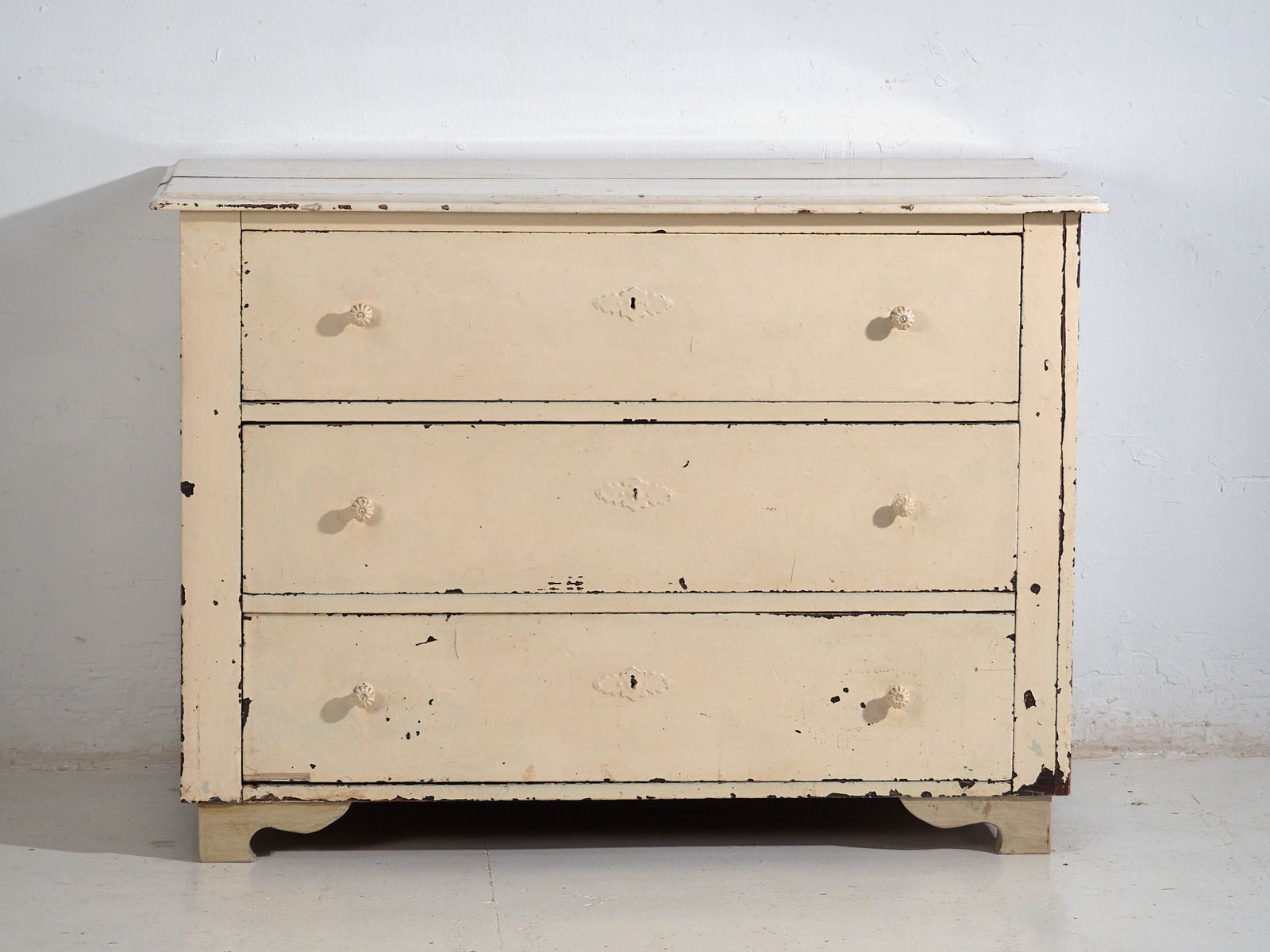 Antique Painted Pine Chest Of Drawers – Rustic European Distressed Dresser – Circa 1900 photo furniture