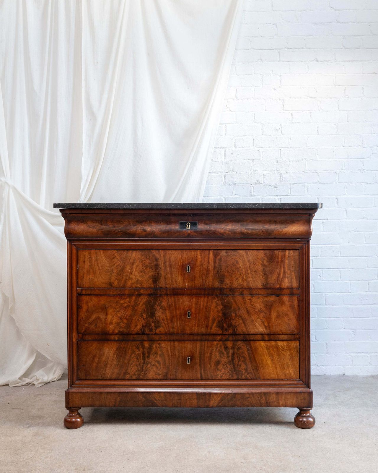 19th Century (Louis Philippe) Flame Mahogany Drawers