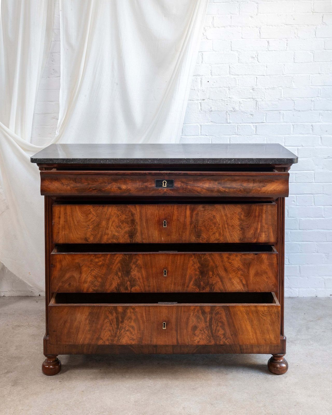 19th Century (Louis Philippe) Flame Mahogany Drawers photo for sale