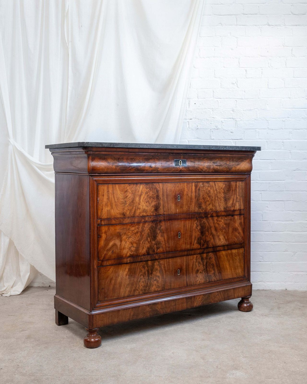 19th Century (Louis Philippe) Flame Mahogany Drawers photo Furniture