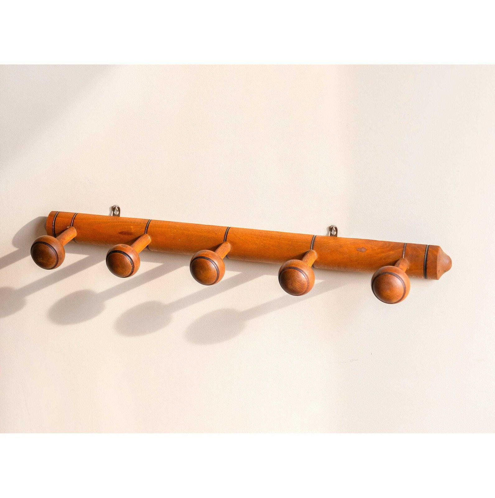 French Faux Bamboo Coat Rack   Vintage Wooden Wall Hooks   Rustic Wall Rack
