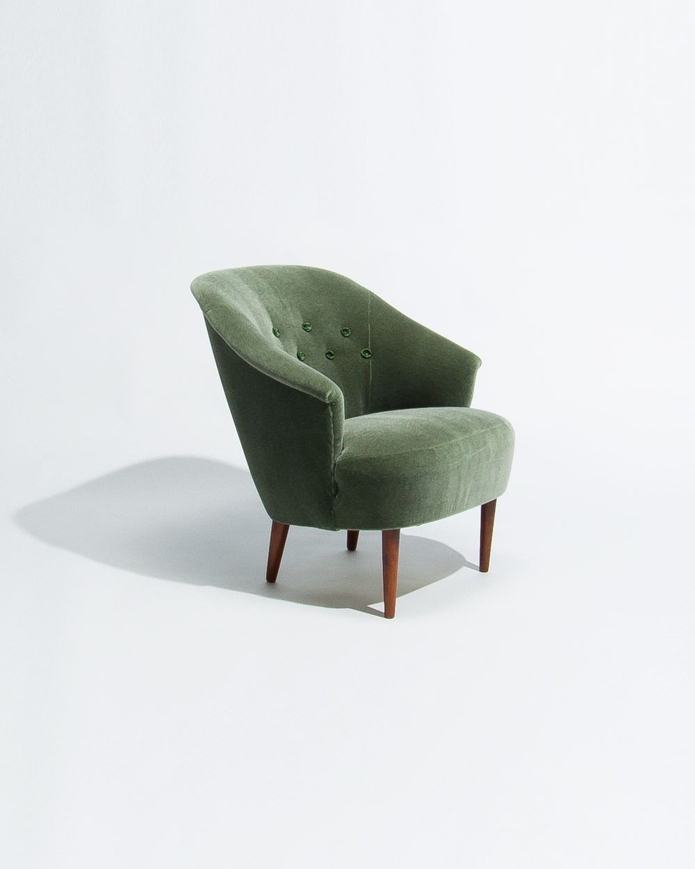 Carl Malmsten Swedish Lounge Chair, 1950s, In Mohair Velvet By Chase Erwin