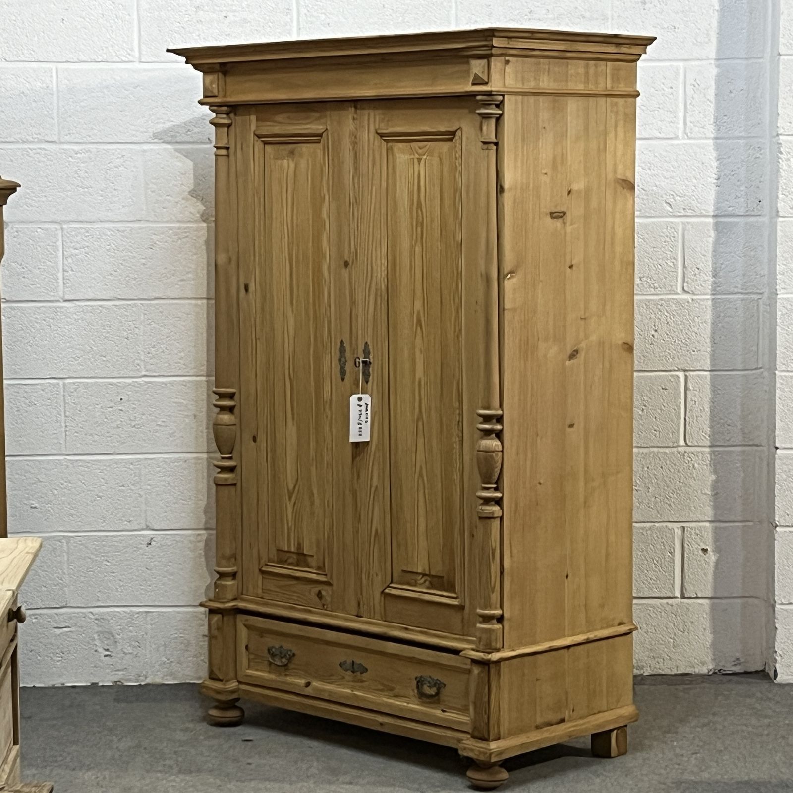 Small Antique Pine Wardrobe With Bottom Drawer photo for sale